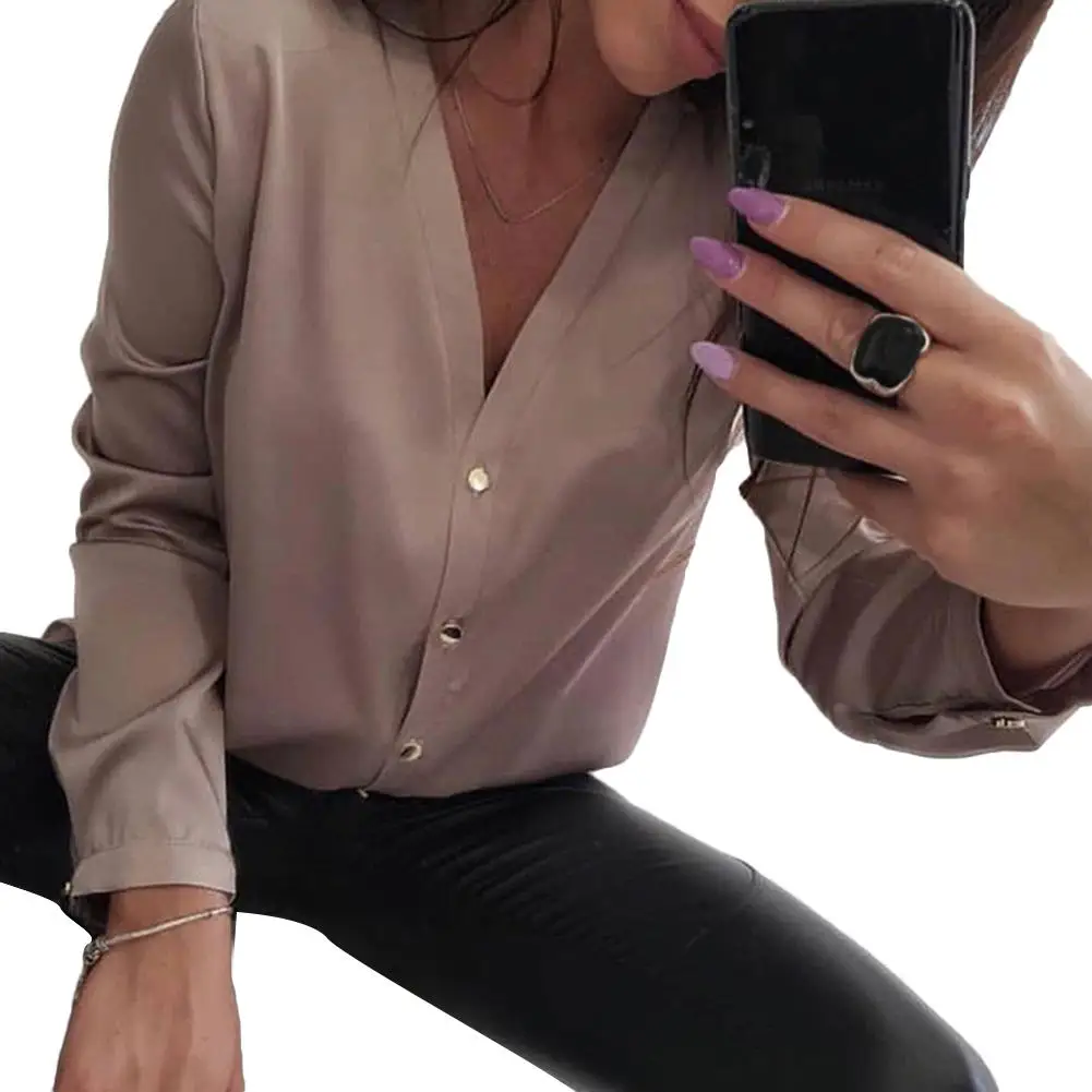 Office Lady Solid Color V Neck Long Sleeve Chiffon Blouse Buttons Loose Shirt Office Lady V Neck Blouse Buttons Loose Shirt
Office Lady Solid Color V Neck Long Sleeve Chiffon Blouse Buttons Loose Shirt Office Lady V Neck Blouse Buttons Loose Shirt