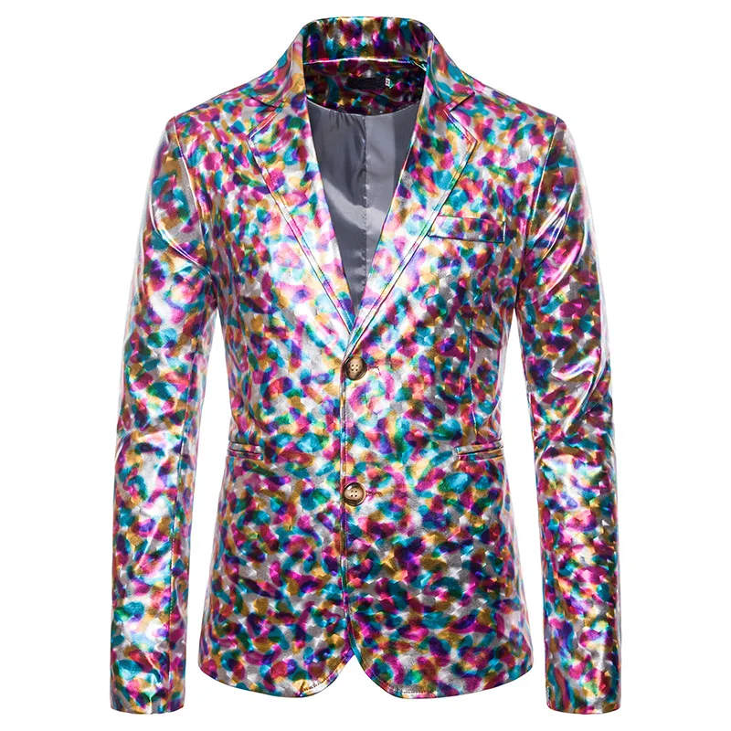 Luxury Rainbow Colorful Dress Blazer Men Party Nightclub Mens Suit Jacket Wedding Prom Stage Singers Masculino Slim Fit One Button Blazers Male |
