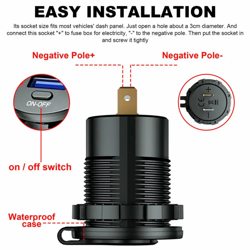 Car Charger Fast Dual USB Socket 12V Colorful Digital Marine Motorcycle Power Outlet
Car Charger Fast Dual USB Socket 12V Colorful Digital Marine Motorcycle Power Outlet