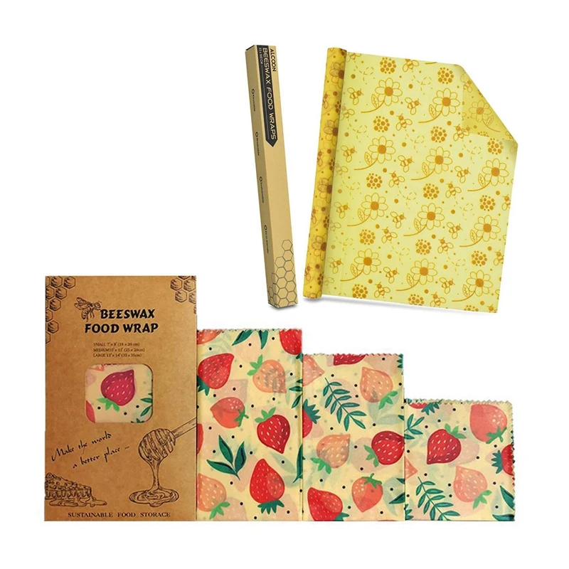 4 Pcs Beeswax Food Wrap Roll Reusable Wrap Alternative Food Storage Keeps Food Fresh Little Bee & Strawberry
4 Pcs Beeswax Food Wrap Roll Reusable Wrap Alternative Food Storage Keeps Food Fresh Little Bee & Strawberry