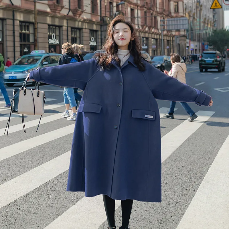 Women's Fashion Solid Color Woolen Coat Autumn And Winter 2021 Elegant Mid-Length Bat Type Single Breasted Outerwear Female 
Women's Fashion Solid Color Woolen Coat Autumn And Winter 2021 Elegant Mid-Length Bat Type Single Breasted Outerwear Female