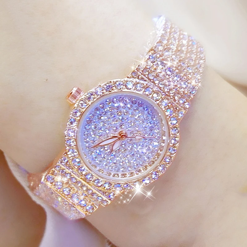 Часы наручные BS женские маленькие люксовые Брендовые с бриллиантами розовое