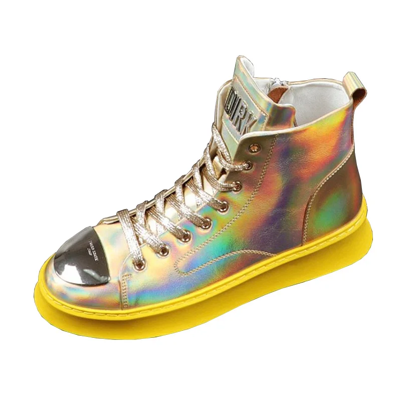 Laser Leather Ankle Boots Men Metal Platform Punk Autumn Man Shoes High Top Hip Hop Sneakers chaussure zapatos sapato buty Botas
Laser Leather Ankle Boots Men Metal Platform Punk Autumn Man Shoes High Top Hip Hop Sneakers chaussure zapatos sapato buty Botas