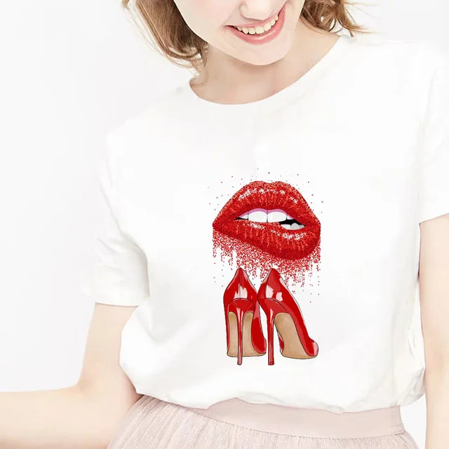 ZOGANKIN Women T Shirts Red Mouth Lip Lovely Print Tops O-Neck Short Sleeve Woman All-match Cotton Tee Funny Girls Shirt
ZOGANKIN Women T Shirts Red Mouth Lip Lovely Print Tops O-Neck Short Sleeve Woman All-match Cotton Tee Funny Girls Shirt