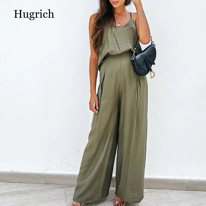 Summer Sleeveless Women's Tank Tops Suits Solid High Waist Wide Leg Female Pants Sets Trend Elegant Ladies Two Pieces Set
Summer Sleeveless Women's Tank Tops Suits Solid High Waist Wide Leg Female Pants Sets Trend Elegant Ladies Two Pieces Set