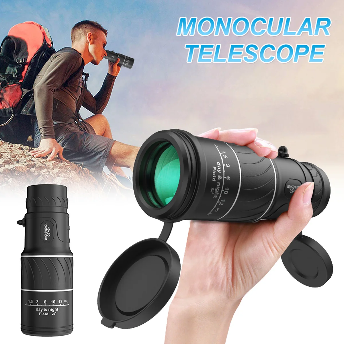 40x60 Monocular Telescope Compact Handheld Hunting Monocular Pocket Monocular Telescope for Bird Watching Hunting
40x60 Monocular Telescope Compact Handheld Hunting Monocular Pocket Monocular Telescope for Bird Watching Hunting