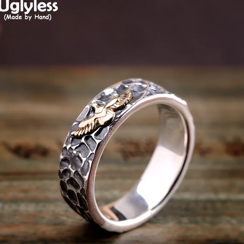 Uglyless Creative Uneven Surface Thai Silver Men Rings Real 925 Silver Bumpy Open Rings Bronze Flying Eagle Animals Jewelry Cool
Uglyless Creative Uneven Surface Thai Silver Men Rings Real 925 Silver Bumpy Open Rings Bronze Flying Eagle Animals Jewelry Cool
