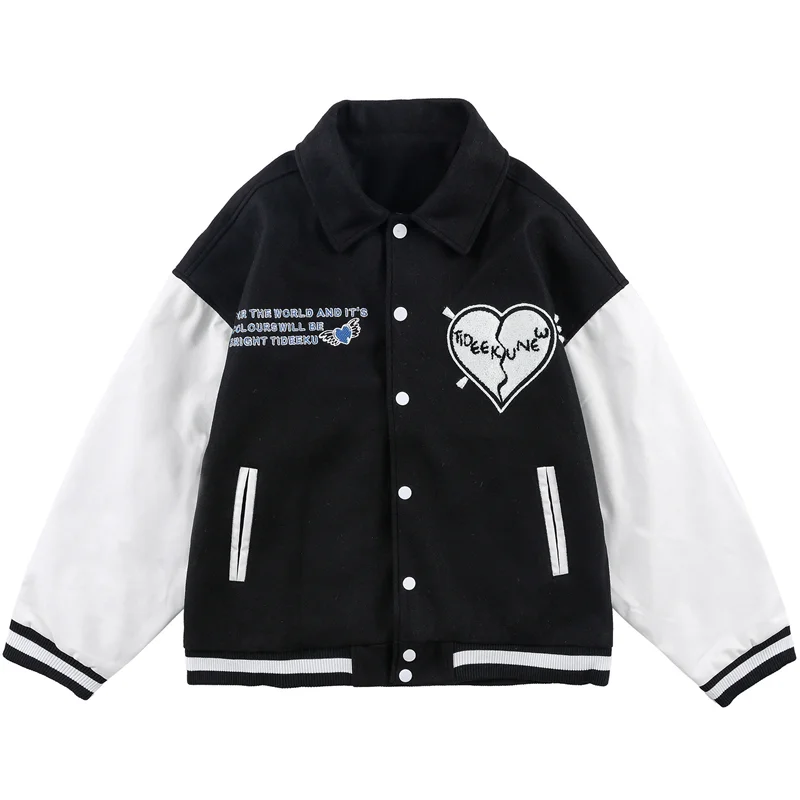 Japanese Streetwear Baseball Jacket Men Women Broken Heart Embroidery College Varsity Retro Bomber Fashion Oversized Coat Jacket 
Japanese Streetwear Baseball Jacket Men Women Broken Heart Embroidery College Varsity Retro Bomber Fashion Oversized Coat Jacket