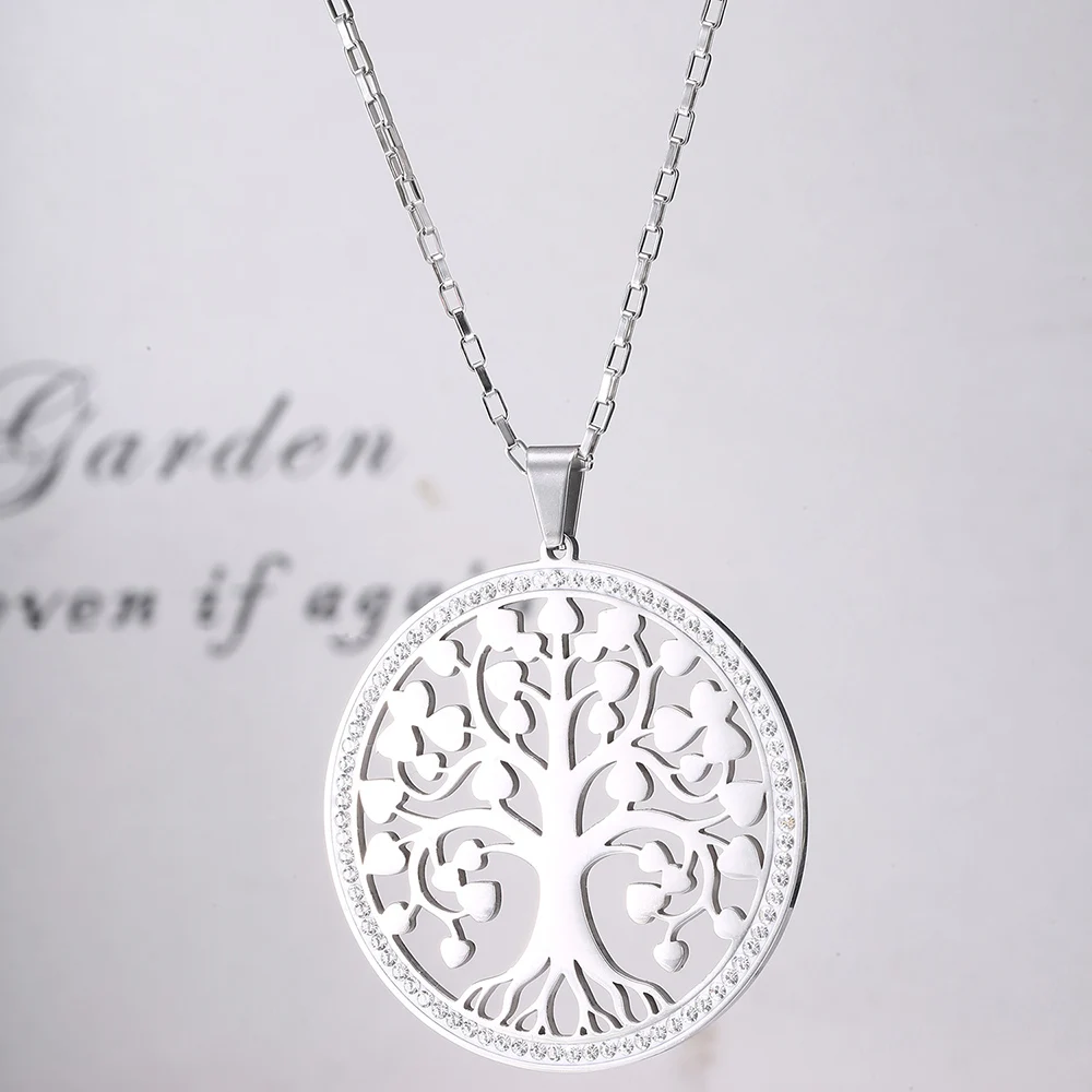 Stainless Steel Crystal Heart Tree Of Life Big Pendant Necklace For Women Long Necklace Valentines Gift Fashion Jewelry
Stainless Steel Crystal Heart Tree Of Life Big Pendant Necklace For Women Long Necklace Valentines Gift Fashion Jewelry