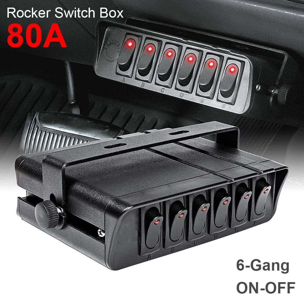 6 Gang Rocker Switch Box 80A Toggle Controller Panel Emergency Strobe Light LED Backlit 12AWG Input Wire 12V SPST Free Shipping
6 Gang Rocker Switch Box 80A Toggle Controller Panel Emergency Strobe Light LED Backlit 12AWG Input Wire 12V SPST Free Shipping