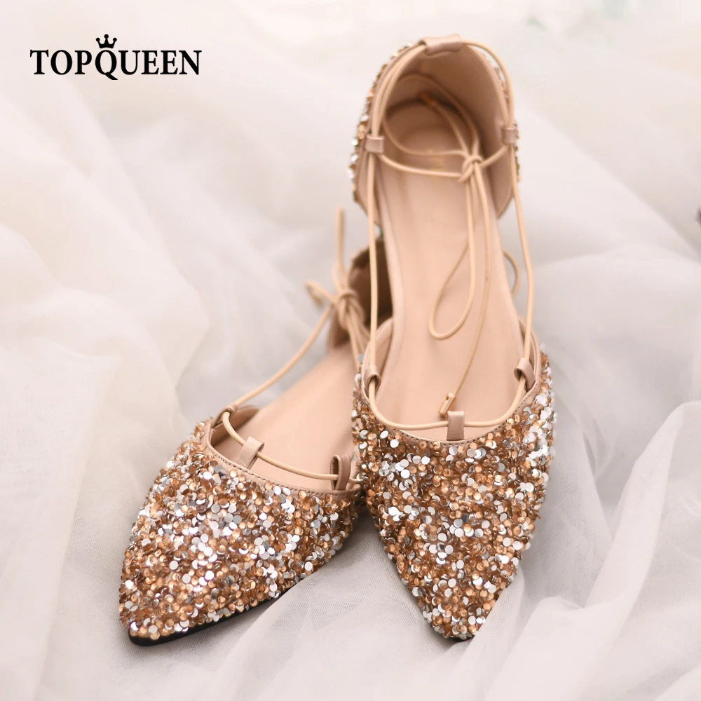 TOPQUEEN A11-S Golden Wedding Shoes Strappy Sparkling Sequined Comfortable Flat Fashion Versatile flat silver shoes for wedding
TOPQUEEN A11-S Golden Wedding Shoes Strappy Sparkling Sequined Comfortable Flat Fashion Versatile flat silver shoes for wedding