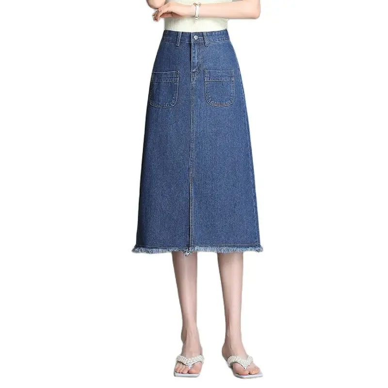 Denim Skirt for Women High Waist Tassels A-line Jean Skirts Office Lady Elegant Fashion Mid-long Jean Skirt Spring Summer
Denim Skirt for Women High Waist Tassels A-line Jean Skirts Office Lady Elegant Fashion Mid-long Jean Skirt Spring Summer