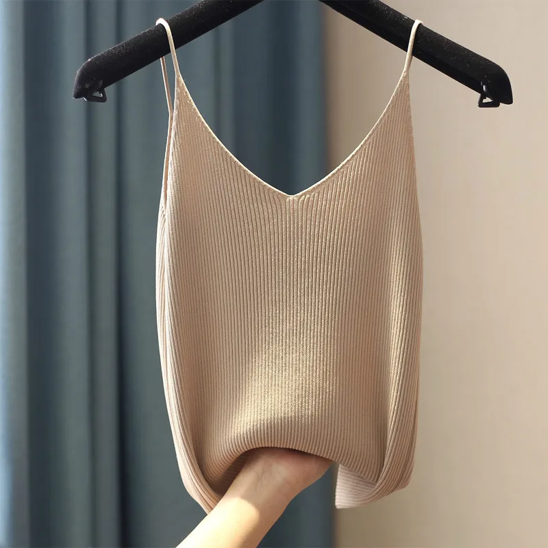 Slim-Fit Ice Silk Knitted Straps Camisole Tanks Woman New Spaghetti Strap V-neck Top Basic Tops Tank Top Cropped Nancylim
Slim-Fit Ice Silk Knitted Straps Camisole Tanks Woman New Spaghetti Strap V-neck Top Basic Tops Tank Top Cropped Nancylim