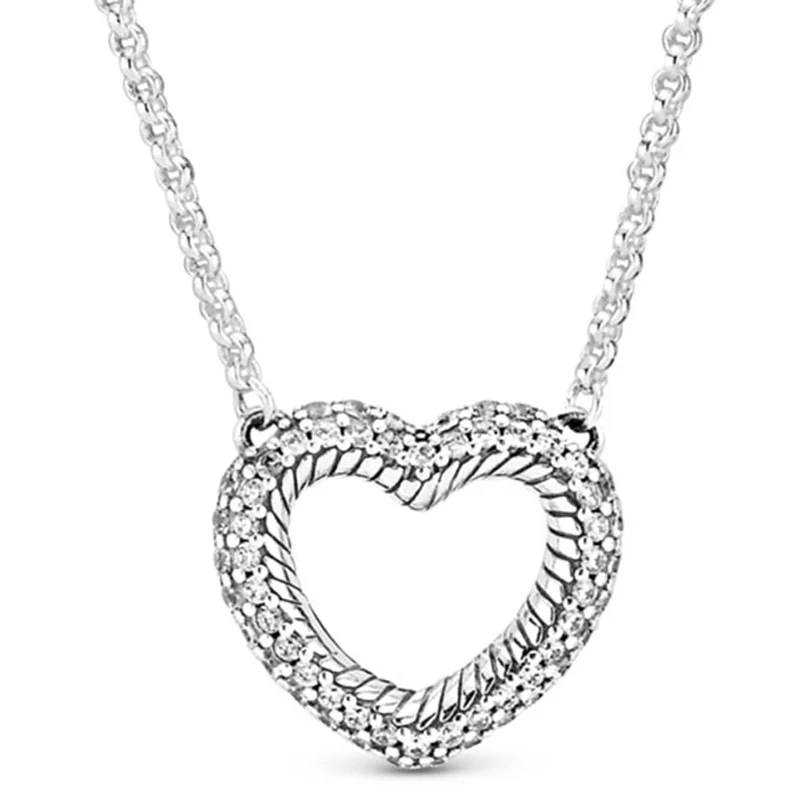 New 925 Sterling Silver Pave Snake Chain Pattern Open Heart Collier With Crystal Necklace For Popular Bead Charm DIY Jewelry
New 925 Sterling Silver Pave Snake Chain Pattern Open Heart Collier With Crystal Necklace For Popular Bead Charm DIY Jewelry