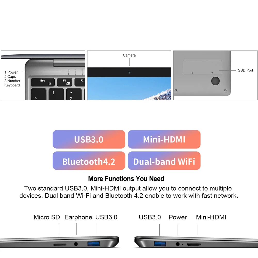 

Teclast F7 Plus Laptop 14.1 Inch Notebook 12GB RAM 256GB SSD Windows 10 Intel Gemini Lake N4100 Quad Core 1920 x 1080 Ultra Thin