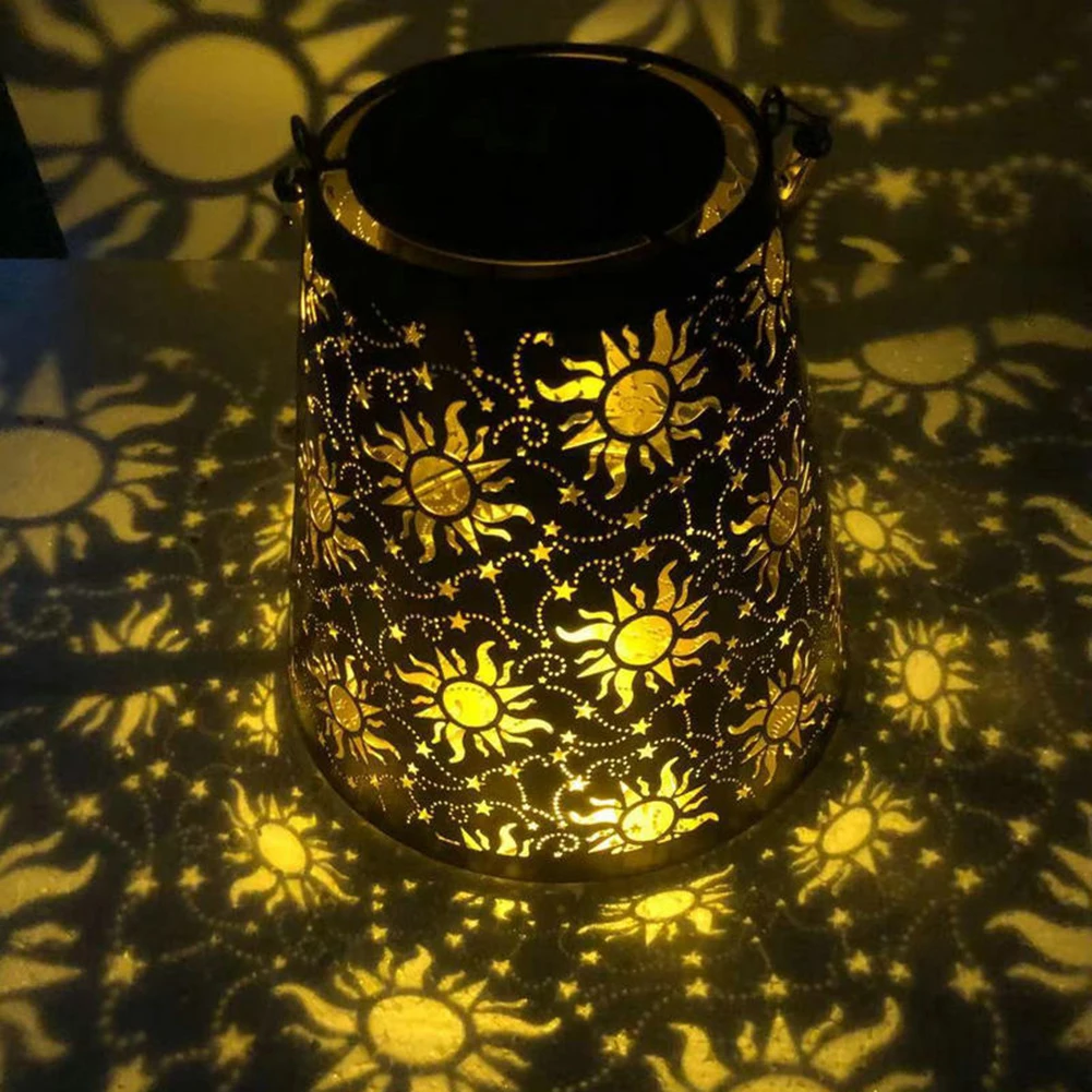 LED Solar Lantern Light Hollow Lantern Sun Star Projection Light Wrought Iron Hanging Lamps Waterproof Outdoor Garden Decor
LED Solar Lantern Light Hollow Lantern Sun Star Projection Light Wrought Iron Hanging Lamps Waterproof Outdoor Garden Decor