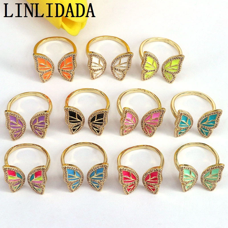 8Pcs 2021 Colorful Oil Dripping With Zircon Butterfly Finger Rings Gold Plated Enamel Butterfly Rings For Women Girls 
8Pcs 2021 Colorful Oil Dripping With Zircon Butterfly Finger Rings Gold Plated Enamel Butterfly Rings For Women Girls