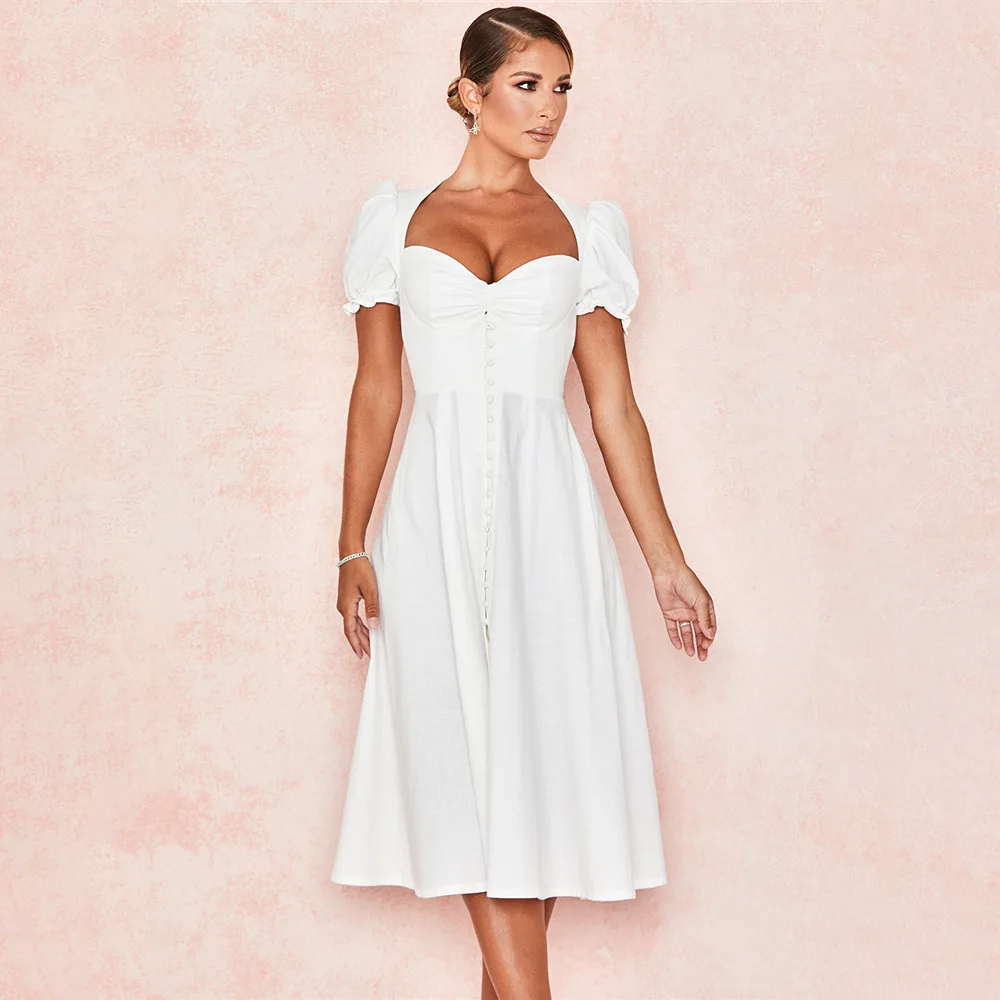 Women Dress Solid Button Midi Dress Sexy Party Club Strapless High Split Dress Summer Casual White Dresses Vestidos Ladies Skirt
Women Dress Solid Button Midi Dress Sexy Party Club Strapless High Split Dress Summer Casual White Dresses Vestidos Ladies Skirt