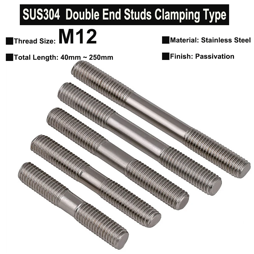 1Pc M12 SUS304 Stainless Steel Double End Studs Clamping Type Headless Stud Bolt Screw Rod Tooth Stick Dual Head Threaded Bar
1Pc M12 SUS304 Stainless Steel Double End Studs Clamping Type Headless Stud Bolt Screw Rod Tooth Stick Dual Head Threaded Bar