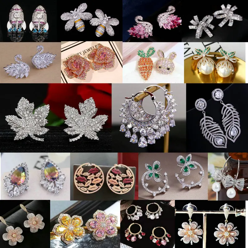 1pair Flower Earring Studs Cute Animal Earrings Luxury Tassel Earring Hoop Bowknot Full-jewelled CZ Fashion Jewelry Mix Styles
1pair Flower Earring Studs Cute Animal Earrings Luxury Tassel Earring Hoop Bowknot Full-jewelled CZ Fashion Jewelry Mix Styles