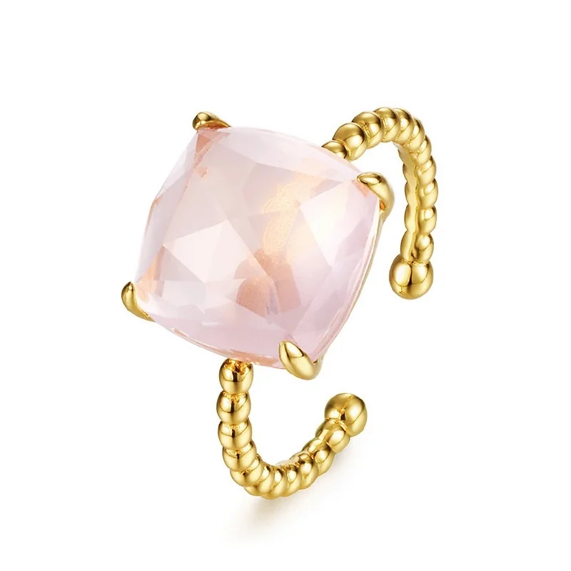 9K Gold Plated 925 Sterling Silver Natural Pinkl Crystal Finger Ring Ball Beads Ring Open Size Fine Jewelry for Women 
9K Gold Plated 925 Sterling Silver Natural Pinkl Crystal Finger Ring Ball Beads Ring Open Size Fine Jewelry for Women