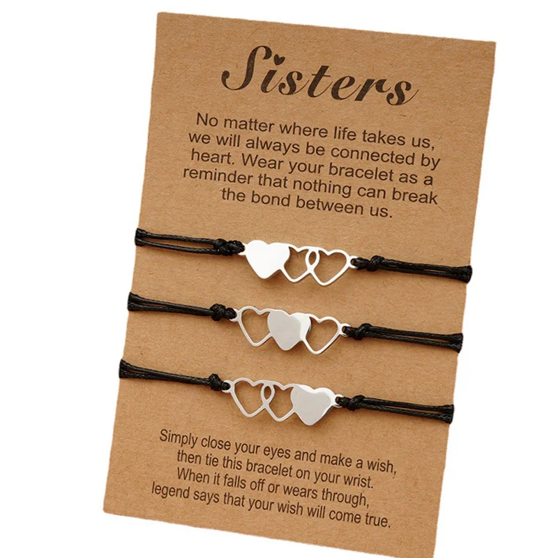 3Pcs Charm Friendship Sister Bracelets Unbiological Sister Best Friend Bracelet with Card Soul Sister Bridesmaid Birthday Gift
3Pcs Charm Friendship Sister Bracelets Unbiological Sister Best Friend Bracelet with Card Soul Sister Bridesmaid Birthday Gift