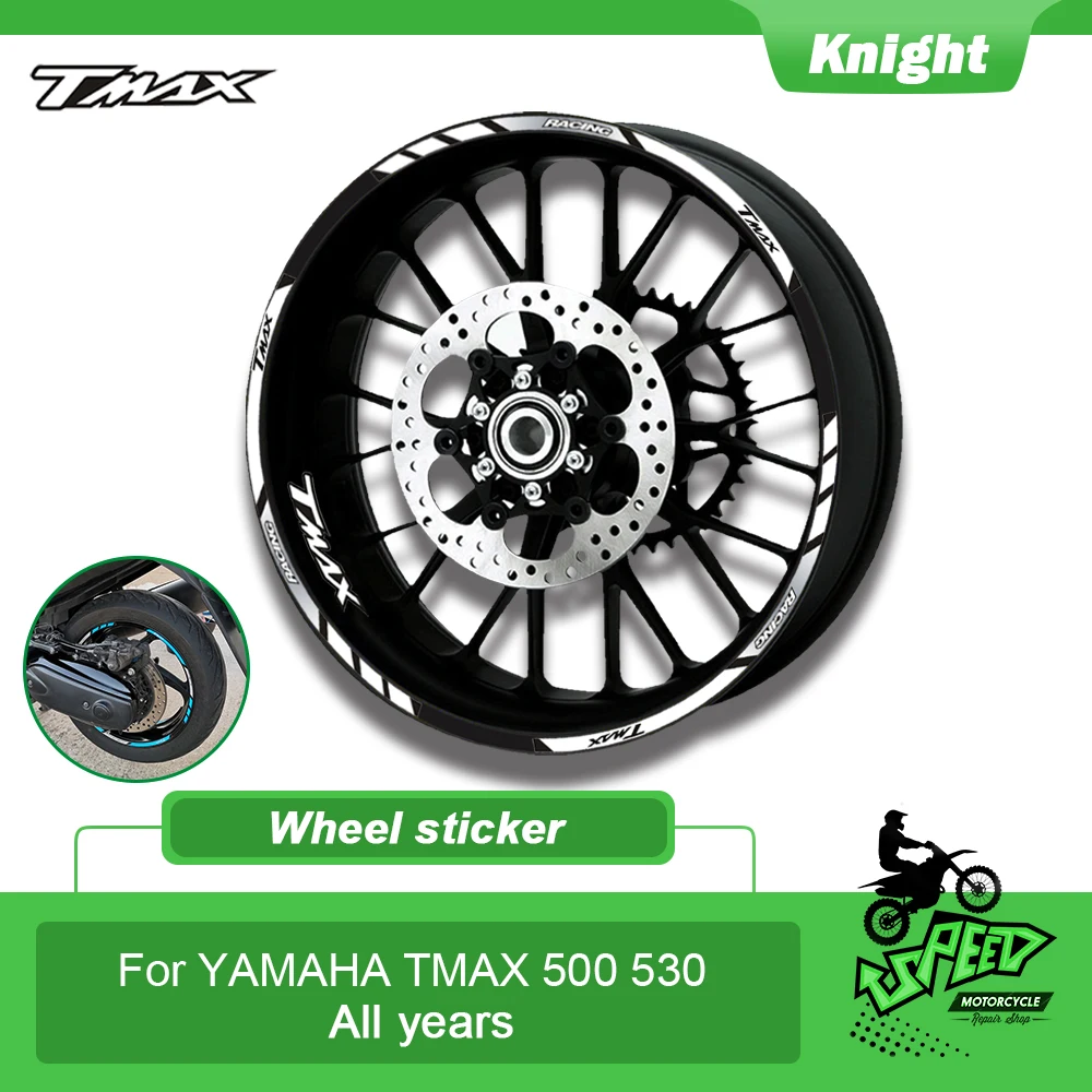 

FIT For YAMAHA TMAX TMAX500 TMAX530 500 530 15'' 12 X Bordo Spesso Esterno Rim Sticker Banda Wheel Stickers