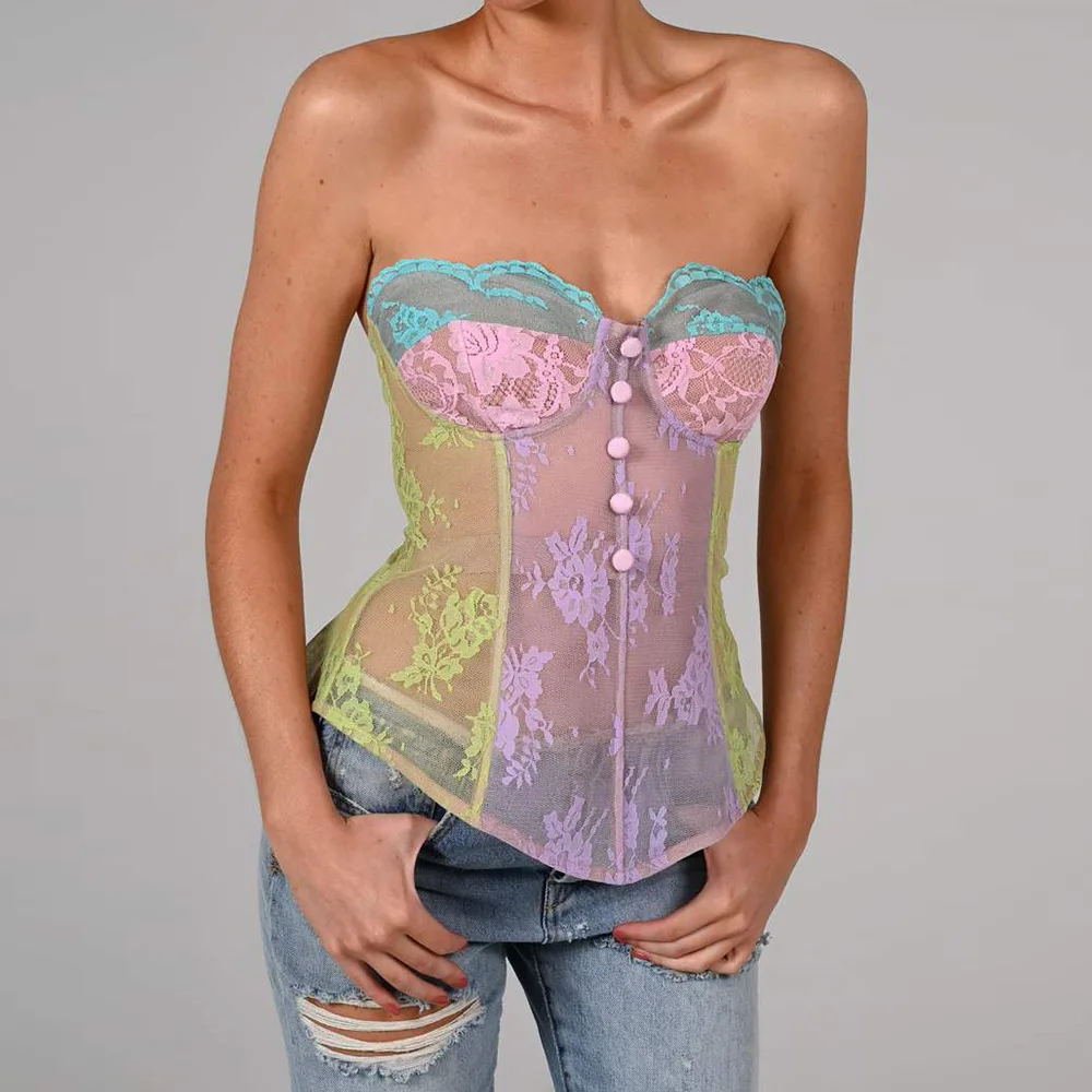 2021 Summer Women Sexy Cropped Top Bare Shoulder Lace Embroidered Tank Top Fashion Fish Bone Breast Wrap Top Female Party
2021 Summer Women Sexy Cropped Top Bare Shoulder Lace Embroidered Tank Top Fashion Fish Bone Breast Wrap Top Female Party