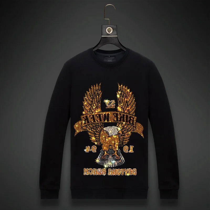 Men Eagle 2021 Rhinestones Hoodie Sweatshirt Fashion Streetwear Full Pullover Hoodie Black O Neck Cotton Mens Autumn Clothes 6XL
Men Eagle 2021 Rhinestones Hoodie Sweatshirt Fashion Streetwear Full Pullover Hoodie Black O Neck Cotton Mens Autumn Clothes 6XL