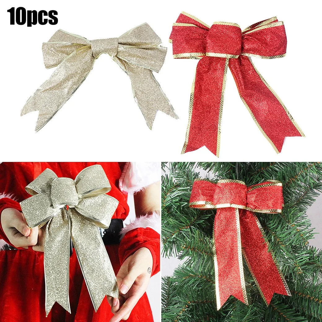 10pcs Fabric Christmas Tree Bows Glitter Gold Gift Ribbon Presents XmasTree Decorations High Quality
10pcs Fabric Christmas Tree Bows Glitter Gold Gift Ribbon Presents XmasTree Decorations High Quality
