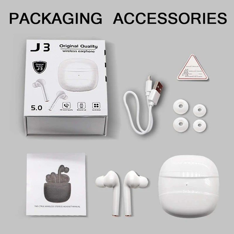 J3 TWS Bluetooth Headphones In-Ear Stereo Bluetooth V5.0 Earphones High Definition Mic Rechargable Wireless Headphones
J3 TWS Bluetooth Headphones In-Ear Stereo Bluetooth V5.0 Earphones High Definition Mic Rechargable Wireless Headphones