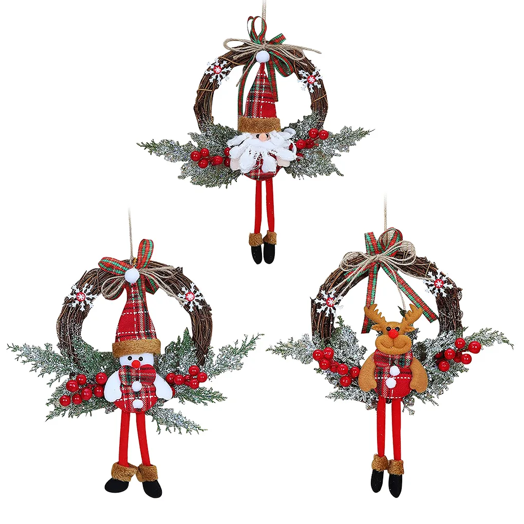 New Year Christmas Wreath Xmas Artificial Cartoon Doll Hanging Garland Indoor Winter Holiday Decor Home Door Window Ornament
New Year Christmas Wreath Xmas Artificial Cartoon Doll Hanging Garland Indoor Winter Holiday Decor Home Door Window Ornament