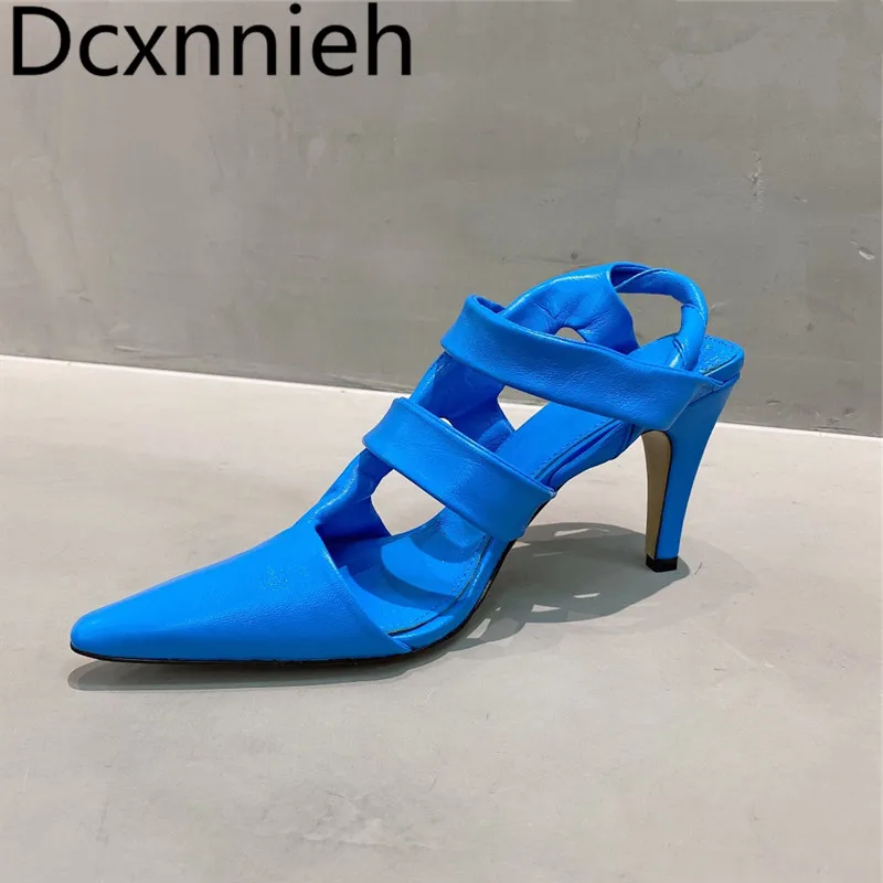 2021 Real leather Latest Sexy Retro High Heel Pointed Toe Slim Sandals Woman Casual Party Spring & Autumn Slippers Women Blue
2021 Real leather Latest Sexy Retro High Heel Pointed Toe Slim Sandals Woman Casual Party Spring & Autumn Slippers Women Blue
