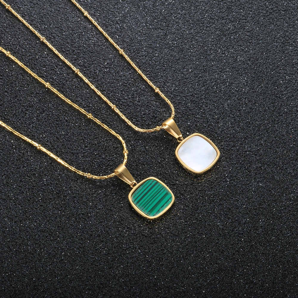 Fashion White Shell Square Necklace Green Stripe Charm Necklace For Women Wedding Jewelry Gift
Fashion White Shell Square Necklace Green Stripe Charm Necklace For Women Wedding Jewelry Gift