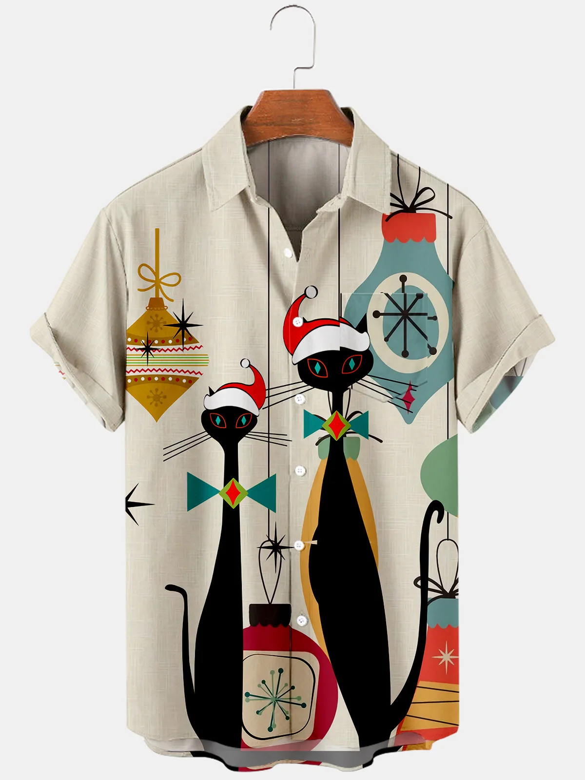 2021 Christmas Black Cat Men's Short Sleeve Lapel Shirt Oversized Men's Top with Pockets Harajuku Streetwear 3D Clothes
2021 Christmas Black Cat Men's Short Sleeve Lapel Shirt Oversized Men's Top with Pockets Harajuku Streetwear 3D Clothes