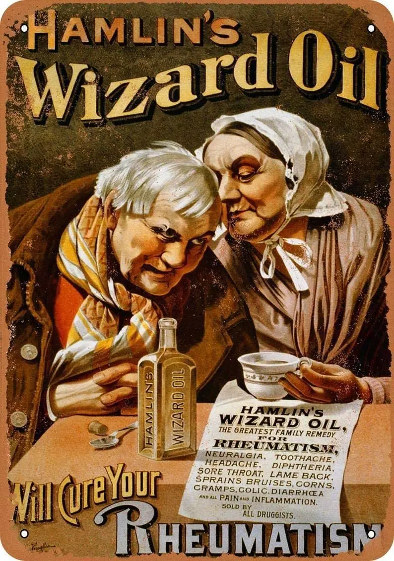 1890 Hamlin's Wizard Oil for Rheumatism Metal Tin Sign Retro Vintage Sign for Home and Bar Wall Decor 20x30cm
1890 Hamlin's Wizard Oil for Rheumatism Metal Tin Sign Retro Vintage Sign for Home and Bar Wall Decor 20x30cm