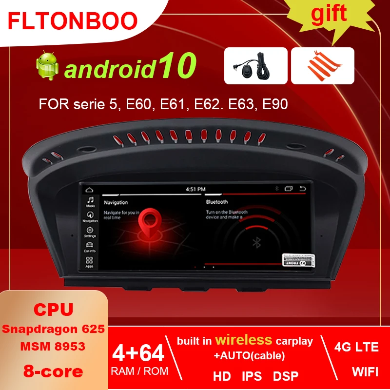 ID7 Android 10 для Bmw серии 5 E60 E61 E62 E63 E90 Автомобильный Gps Wifi Canbus рулевое колесо 8 ядер 64 ГБ