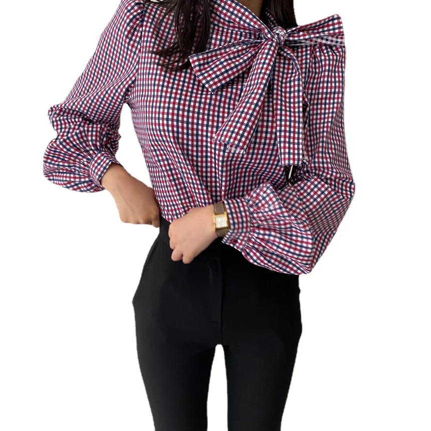 Chic Elegant Plaid Blouse Women's Spring Autumn 2021 New Bow Tie Fashion Loose Puff Sleeve Shirt Female Casual Tops
Chic Elegant Plaid Blouse Women's Spring Autumn 2021 New Bow Tie Fashion Loose Puff Sleeve Shirt Female Casual Tops