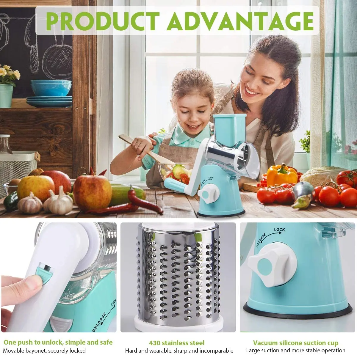 3 In 1 Rotary Vegetable Slicer with Handle Nuts Grinder Cheese Shredder Potato Spiralizer Salad Tools Kitchen Home Gadgets
3 In 1 Rotary Vegetable Slicer with Handle Nuts Grinder Cheese Shredder Potato Spiralizer Salad Tools Kitchen Home Gadgets