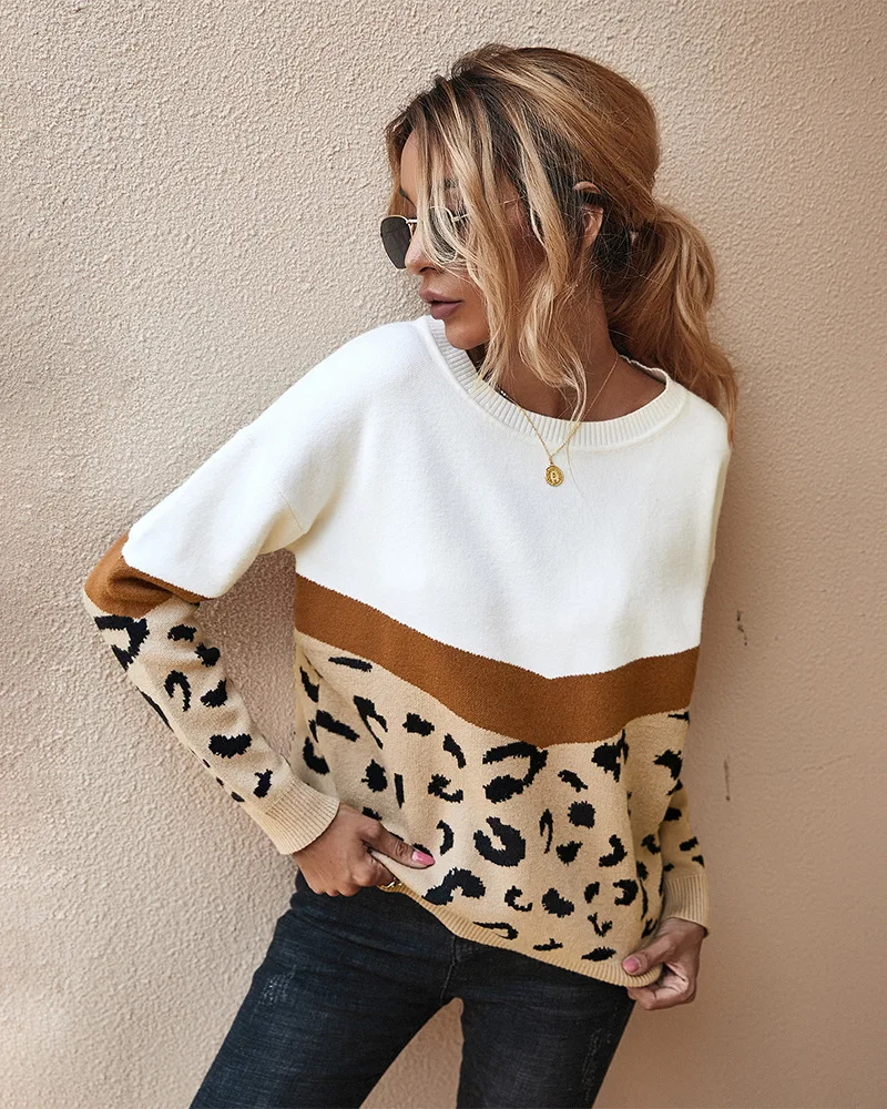2021 Fashion Leopard Patchwork Autumn Winter Ladies Knitted Sweater Women O-neck Full Sleeve Jumper Pullovers Top Plus Size
2021 Fashion Leopard Patchwork Autumn Winter Ladies Knitted Sweater Women O-neck Full Sleeve Jumper Pullovers Top Plus Size