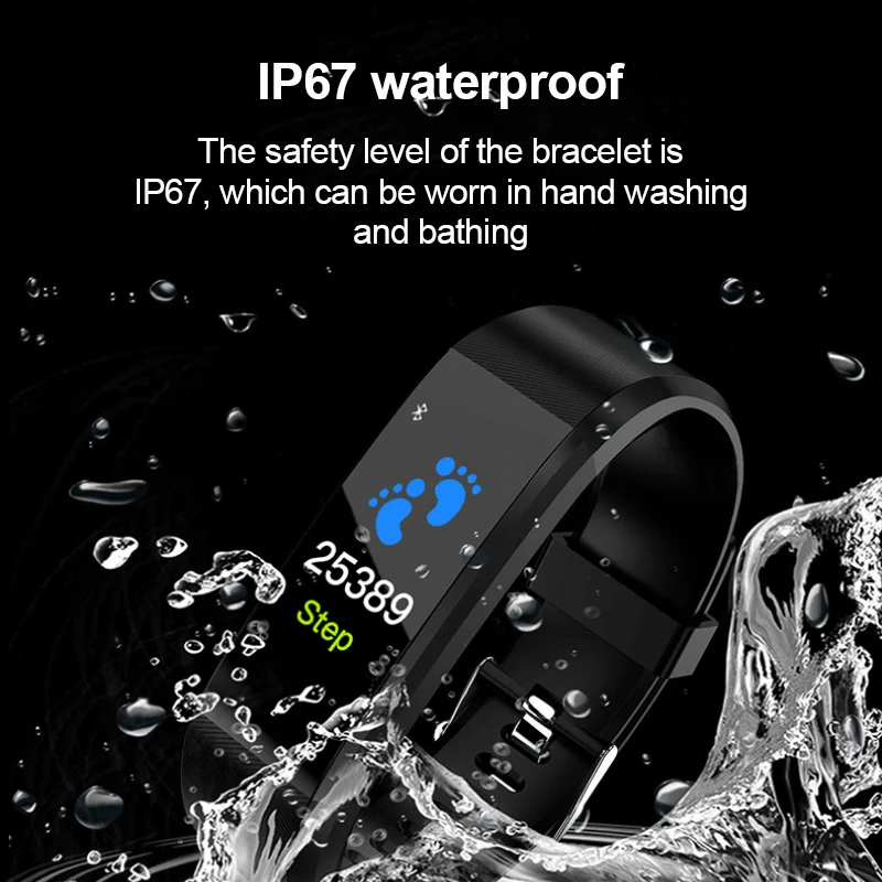 New Fitness Tracker Blood Pressure Waterproof IP67 Wrist Band Bracelet 115Plus Smart Band Sport Health Pedometer For Android IOS
New Fitness Tracker Blood Pressure Waterproof IP67 Wrist Band Bracelet 115Plus Smart Band Sport Health Pedometer For Android IOS