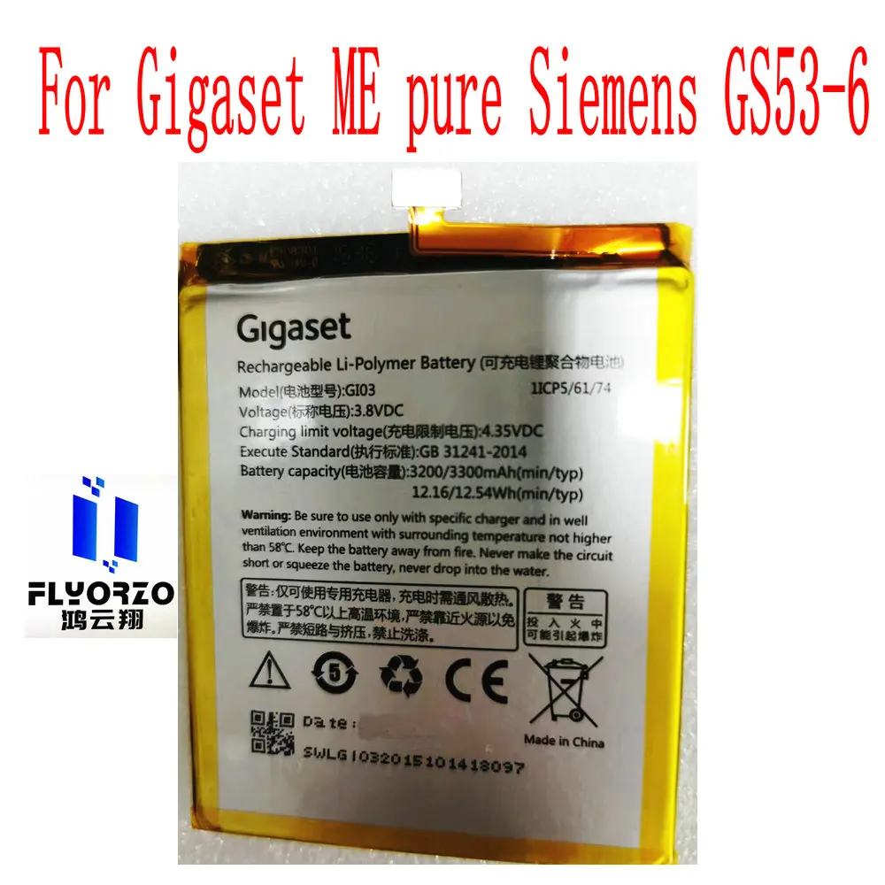 Новый аккумулятор GI03 на 3300 мАч для Gigaset ME Pure Siemens GS53-6 мобильный телефон
Новый аккумулятор GI03 на 3300 мАч для Gigaset ME Pure Siemens GS53-6 мобильный телефон