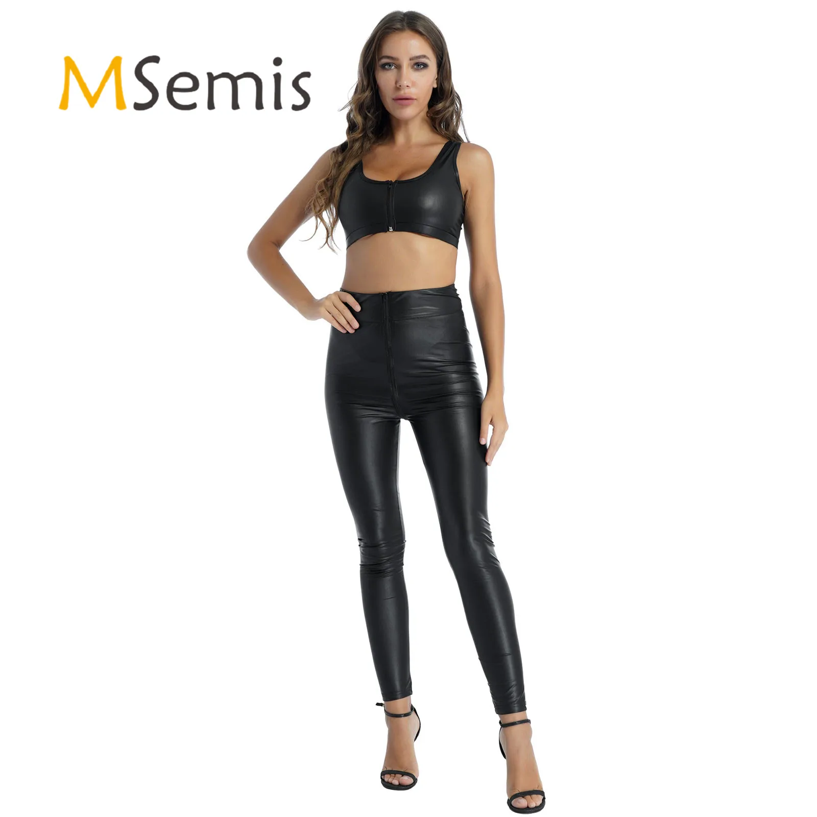 Женский пикантный клубный костюм из лакированной кожи, костюм для танца на шесте, укороченный топ с молнией и высокой талией, облегающие брю... 
Женский пикантный клубный костюм из лакированной кожи, костюм для танца на шесте, укороченный топ с молнией и высокой талией, облегающие брю...