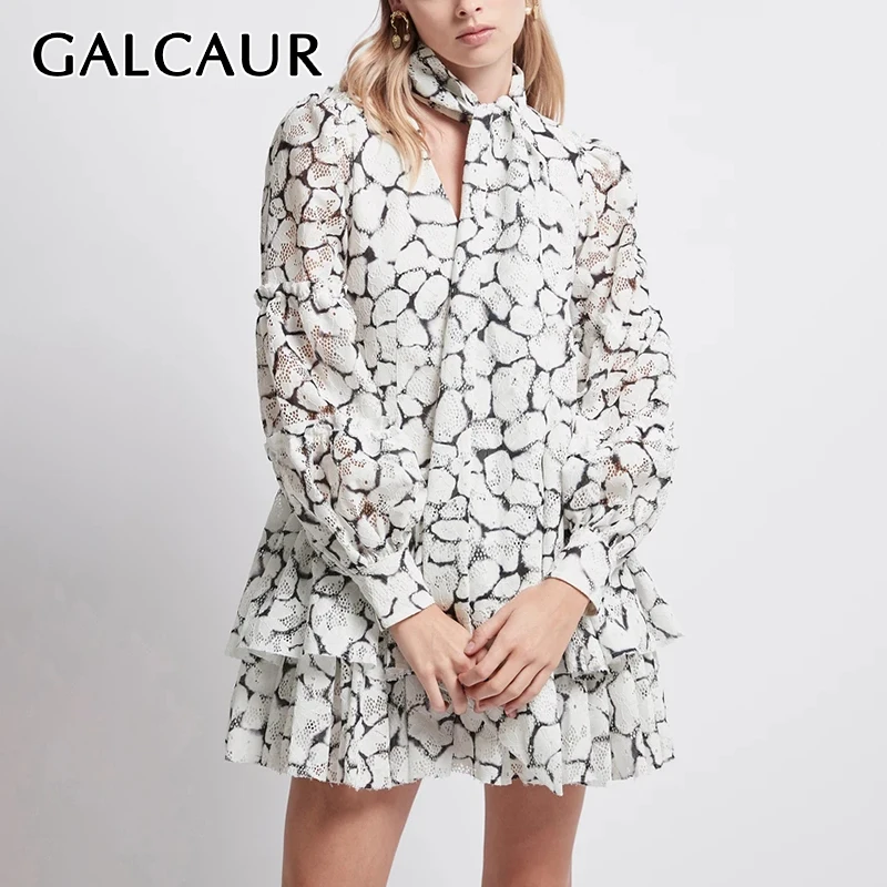GALCAUR Black White Print Dress For Women V Neck Lantern Sleeve High Waist Ruffle Mini Elegant Dresses Female 2020 New Clothing
GALCAUR Black White Print Dress For Women V Neck Lantern Sleeve High Waist Ruffle Mini Elegant Dresses Female 2020 New Clothing