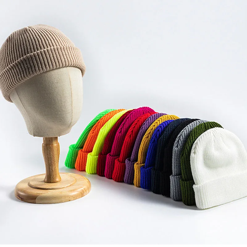 

Free shipping Women Knitted Winter Melon Cap For Female Men Skull ski Hats Street Acrylic Unisex Solid Fisherman Beanies Hat