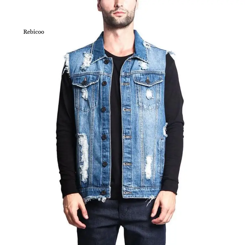 Autumn and Winter Women's Men's Vest Cotton Jacket Coat Retro Ripped Tassel Denim Vest Blue Black Jacket Ripped Pocket Vest
Autumn and Winter Women's Men's Vest Cotton Jacket Coat Retro Ripped Tassel Denim Vest Blue Black Jacket Ripped Pocket Vest