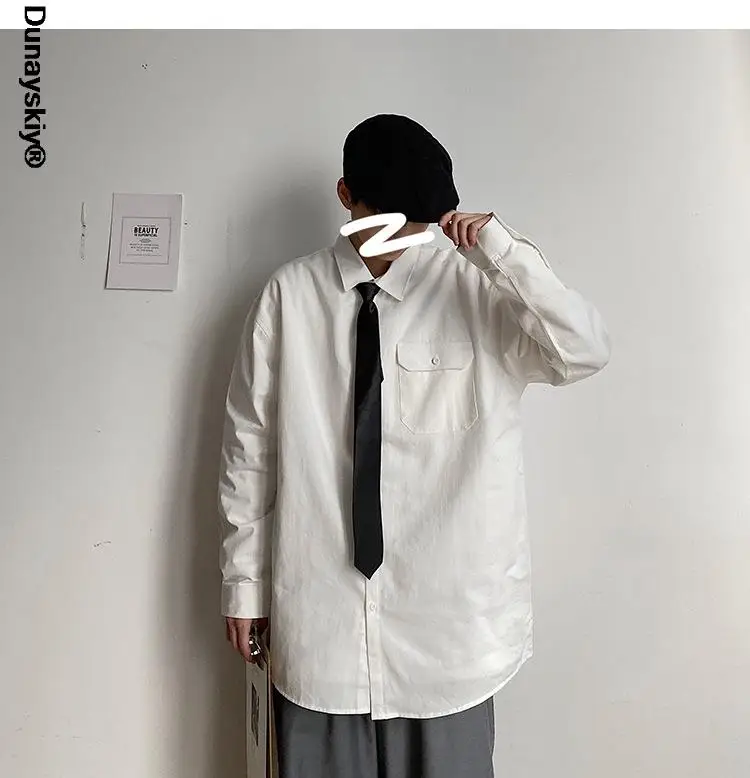 Модель сезона весна-осень, стандартная корейская мода, 100% хлопок, однотонные цвета, трендовая уличная одежда, свободные рубашки в стиле Хара... 
Модель сезона весна-осень, стандартная корейская мода, 100% хлопок, однотонные цвета, трендовая уличная одежда, свободные рубашки в стиле Хара...