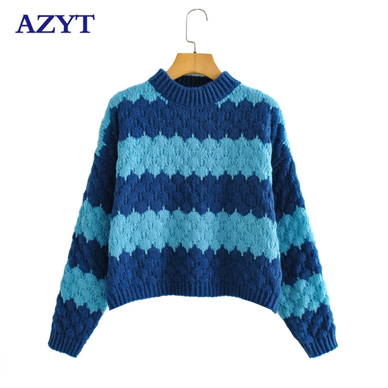 AZYT Autumn Stripe Panelled Pullover Women Sweater 2021 Winter O Neck Base Sweater Women Casual Short Sweater Knitwear Jumpers
AZYT Autumn Stripe Panelled Pullover Women Sweater 2021 Winter O Neck Base Sweater Women Casual Short Sweater Knitwear Jumpers