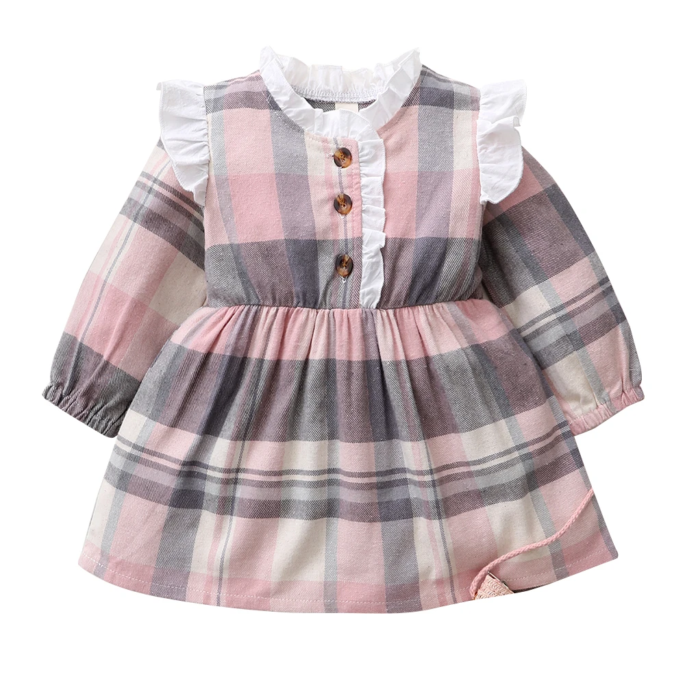 Baby Girls Long Sleeve Dress Spring/Autumn Casual Round Neck Fit & Flare Knee Length Check Ruffle Single Breasted Girls Outfits
Baby Girls Long Sleeve Dress Spring/Autumn Casual Round Neck Fit & Flare Knee Length Check Ruffle Single Breasted Girls Outfits