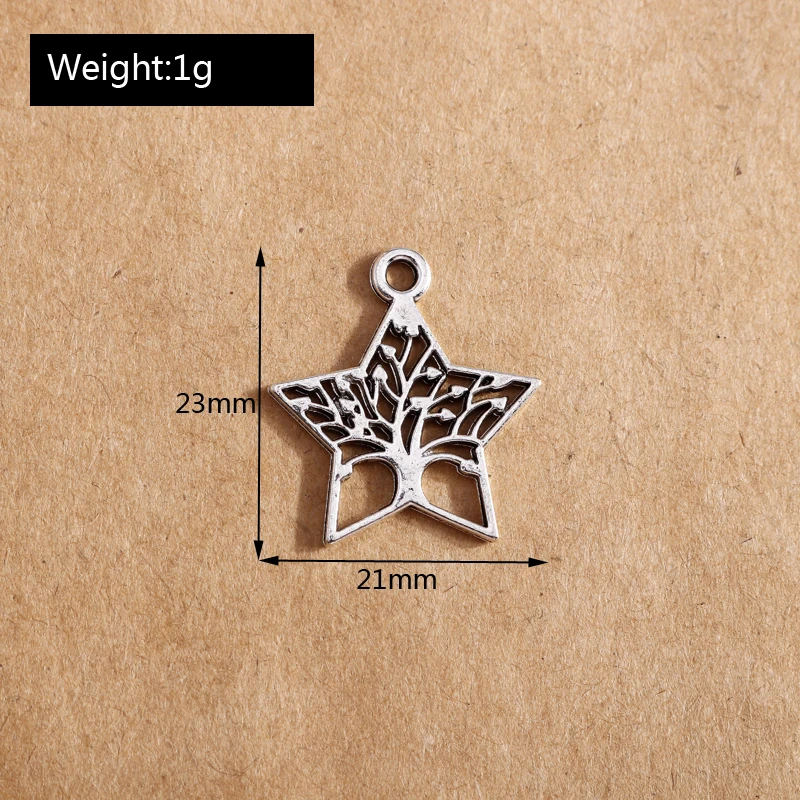 20pcs Hollow Out Stars Trees Charms Plated Alloy Silver Color Pendants for DIY Metal Bracelet Necklace Jewelry Findings 21*23mm
20pcs Hollow Out Stars Trees Charms Plated Alloy Silver Color Pendants for DIY Metal Bracelet Necklace Jewelry Findings 21*23mm